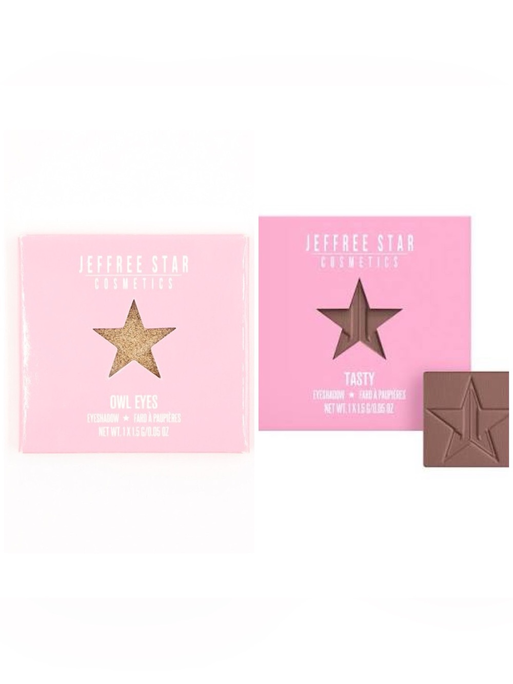 Jeffree Star Pink Eyeshadow Singles - Owl Eyes (gold) & Tasty (brown)
